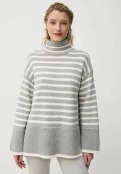 Marc O'Polo pulover femei, culoarea gri, cu guler, 500605960021 imagine