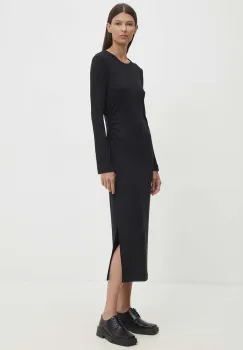 Marc O'Polo rochie culoarea negru, midi, mulata, 408207659193 imagine