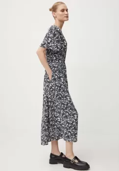 Marc O'Polo rochie DENIM culoarea negru, midi, evazati, 5000000214 imagine