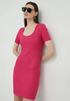 Marc O'Polo rochie DENIM culoarea roz, mini, mulata imagine