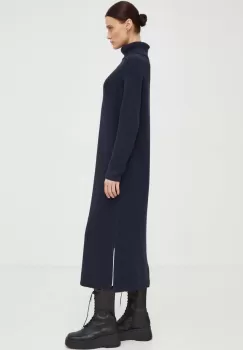 Marc O'Polo rochie din bumbac culoarea albastru marin, midi, oversize imagine