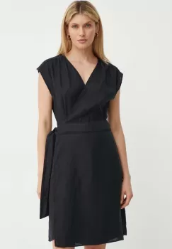 Marc O'Polo rochie din in culoarea negru, midi, drept, 404113521427 imagine