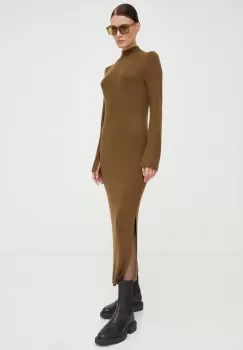 Marc O'Polo rochie din lana culoarea verde, midi, mulata imagine