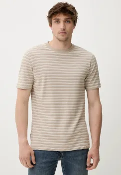 Marc O'Polo tricou din amestec de in culoarea maro, cu imprimeu, 524216751302 imagine