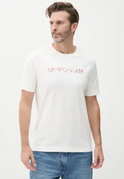 Marc O'Polo tricou din bumbac barbati, culoarea alb, cu imprimeu, 523201251182 imagine