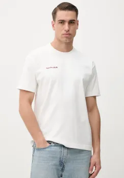 Marc O'Polo tricou din bumbac barbati, culoarea alb, cu imprimeu, 523206451198 imagine