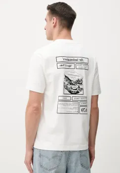 Marc O'Polo tricou din bumbac barbati, culoarea alb, cu imprimeu, 523206451356 imagine