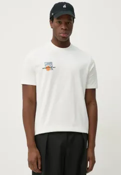 Marc O'Polo tricou din bumbac barbati, culoarea bej, cu imprimeu, 5000005973 imagine