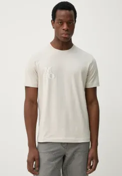 Marc O'Polo tricou din bumbac barbati, culoarea bej, cu imprimeu, 522201251232 imagine