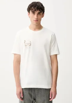 Marc O'Polo tricou din bumbac culoarea alb, cu imprimeu, 528201251186 imagine