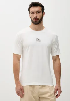 Marc O'Polo tricou din bumbac culoarea bej, cu imprimeu, 524201251298 imagine