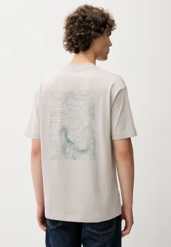 Marc O'Polo tricou din bumbac culoarea bej, cu imprimeu, 526206451158 imagine