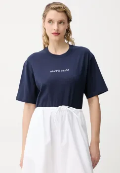 Marc O'Polo tricou din bumbac femei, culoarea albastru marin, 502201251033 imagine