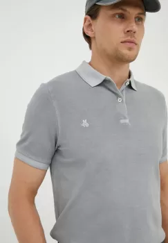 Marc O'Polo tricou polo barbati, culoarea gri, neted imagine