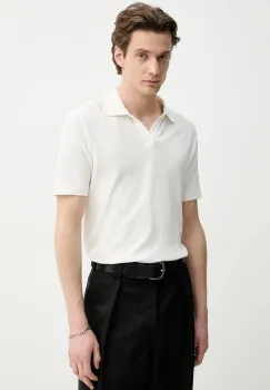 Marc O'Polo tricou polo din in barbati, culoarea alb, neted, 523209153026 imagine