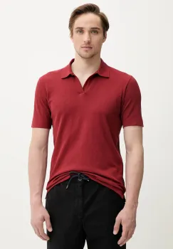Marc O'Polo tricou polo din in barbati, culoarea bordo, neted, 523209153026 imagine