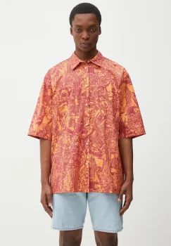 Marcelo Burlon camasa din bumbac Aop Mech Bowling Shirt Orange Burgundy barbati, culoarea portocaliu, cu guler clasic, relaxed, CMGG002S25FAB0012028 imagine