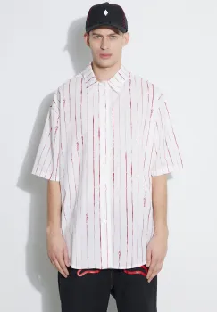 Marcelo Burlon camasa din bumbac County Pinstripes Over Shirt barbati, culoarea alb, cu guler clasic, relaxed, CMGG004S24FAB0010128 imagine