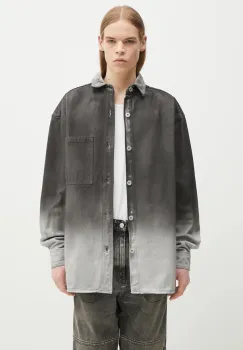 Marcelo Burlon camasa jeans Gradient Denim Overshirt Black White barbati, culoarea gri, cu guler clasic, relaxed, CMYE01DS25DEN0011001 imagine