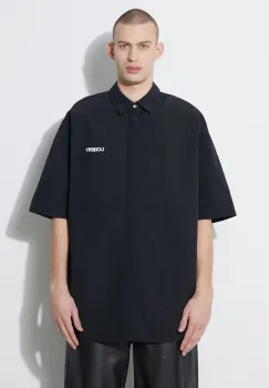 Marcelo Burlon camasa Logo Nylon Over Shirt barbati, culoarea negru, cu guler clasic, relaxed, CMGG005S24FAB0011001 imagine
