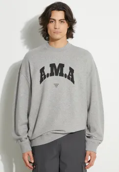 Marcelo Burlon hanorac de bumbac Ama Comfort Crewneck barbati, culoarea gri, cu imprimeu, CMBA097F24FLE0030810 imagine