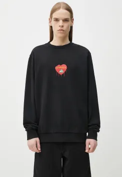 Marcelo Burlon hanorac de bumbac Bunny Heart Regular Crewneck Black Red barbati, culoarea negru, cu imprimeu, CMBA009S25FLE0031025 imagine