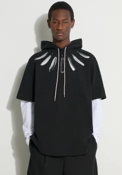Marcelo Burlon hanorac de bumbac Collar Feathers Dbl Sleeves barbati, culoarea negru, cu gluga, cu imprimeu, CMAB044S24JER0021001 imagine