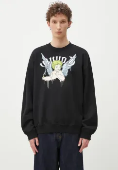 Marcelo Burlon hanorac de bumbac County Angel Boxy Crewneck Black Multico barbati, culoarea negru, cu imprimeu, CMBA09CS25FLE0011084 imagine
