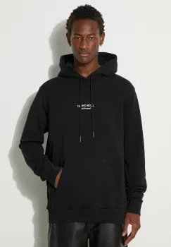 Marcelo Burlon hanorac de bumbac Que Onda Regular Hoodie barbati, culoarea negru, cu gluga, cu imprimeu, CMBB007F24FLE0061001 imagine
