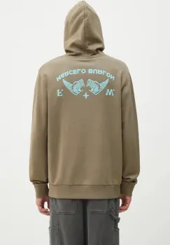 Marcelo Burlon hanorac de bumbac Vintage Logo barbati, culoarea verde, cu gluga, cu imprimeu, CMBB007F24FLE0056E4D imagine