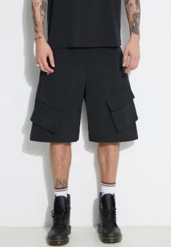 Marcelo Burlon pantaloni scurti Cross Nylon Cargo Shorts barbati, culoarea negru, CMCS001S24FAB0011001 imagine