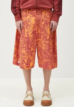 Marcelo Burlon pantaloni scurti din bumbac Aop Mech Pajama Shorts Orange Burgundy barbati, culoarea portocaliu, CMCB00AS25FAB0012028 imagine