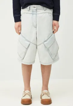 Marcelo Burlon pantaloni scurti jeans Bleach Dnm Wide Cargo Shorts Light Blue barbati, CMYC003S25DEN0014000 imagine