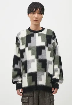 Marcelo Burlon pulover din amestec de mohair AOP Damier Cross Knit Crew culoarea gri, CMHE036F24KNI001066E imagine