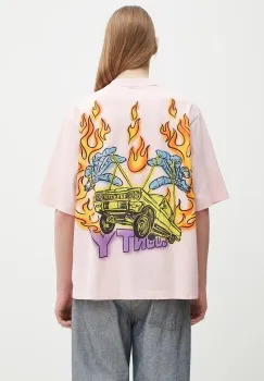 Marcelo Burlon tricou din bumbac County Flame Boxy T-Shirt Pink Red barbati, culoarea roz, cu imprimeu, CMAA05AS25JER0073025 imagine