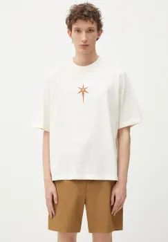 Marcelo Burlon tricou din bumbac County Goth Boxy T-Shirt Ecru Brown barbati, culoarea bej, cu imprimeu, CMAA05AS25JER0036F60 imagine