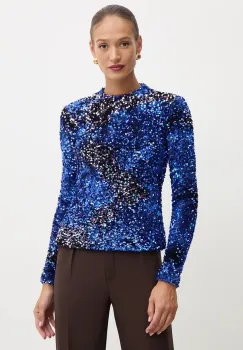 Marella bluza femei, culoarea albastru marin, cu imprimeu, 2423946112200 imagine