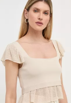 Marella bluza femei, culoarea bej, neted imagine
