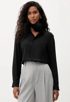 Marella camasa cu matase culoarea negru, cu guler clasic, relaxed, 2523116071200 imagine