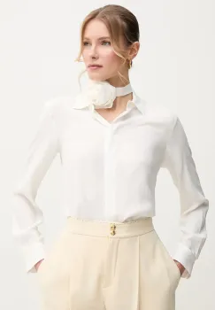 Marella camasa din amestec de matase INACO femei, culoarea alb, cu guler clasic, regular, 2513111161200 imagine