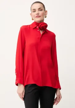 Marella camasa din amestec de matase INACO femei, culoarea rosu, cu guler clasic, regular, 2513111161200 imagine
