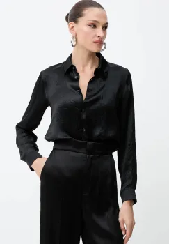 Marella camasa Emme by Marella culoarea negru, cu guler clasic, regular, 2525116091200 imagine