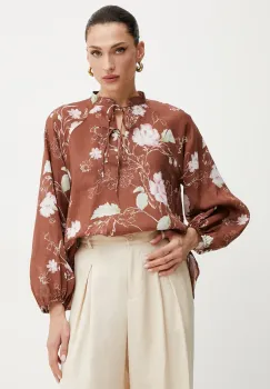 Marella camasa VITERBO femei, culoarea maro, cu imprimeu, 2513111152200 imagine