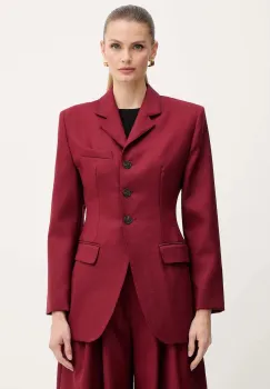Marella geaca de lana culoarea bordo, un singur rand de nasturi, cu imprimeu, 2523046052200 imagine