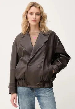 Marella geaca de piele culoarea maro, de tranzitie, oversize, 2523446014200 imagine