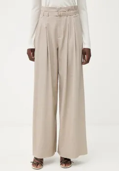 Marella pantaloni cu lana culoarea bej, lat, high waist, 2523136192200 imagine