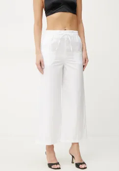 Marella pantaloni de bumbac Emme by Marella femei, culoarea alb, lat, high waist, 2515131082200 imagine