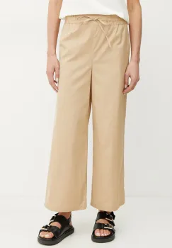 Marella pantaloni de bumbac Emme by Marella femei, culoarea bej, lat, high waist, 2515131082200 imagine
