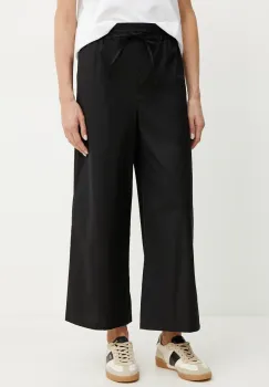 Marella pantaloni de bumbac Emme by Marella femei, culoarea negru, lat, high waist, 2515131082200 imagine