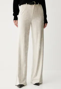 Marella pantaloni de catifea cord culoarea bej, drept, high waist, 2523786034200 imagine